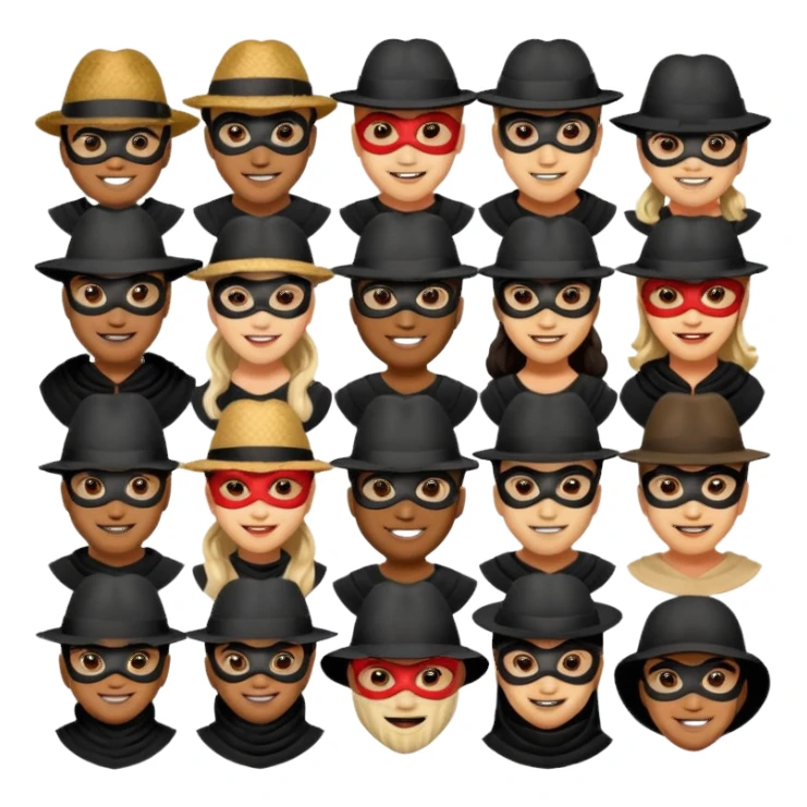 masked people with hat sticker