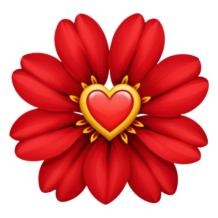 Flower with heart sticker