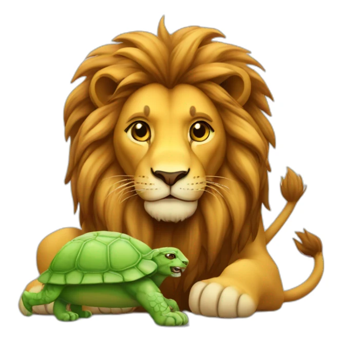 Lion avec un tortue sticker