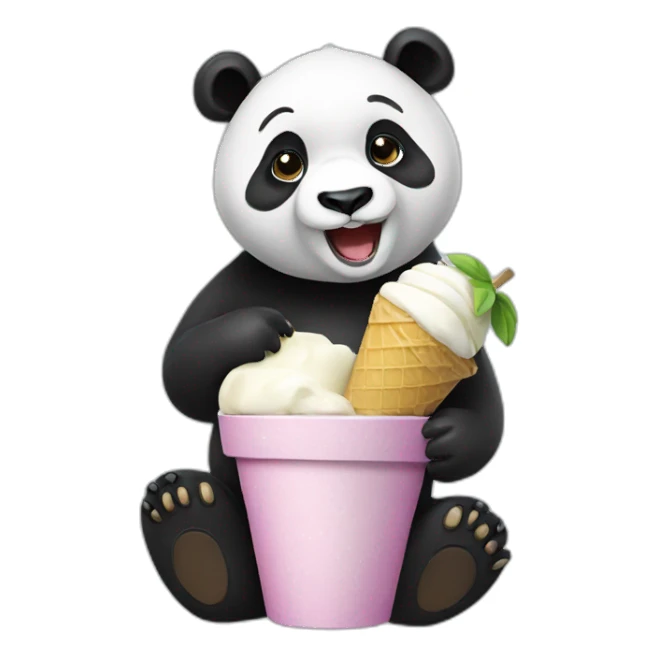 Panda eating ice cream sticker