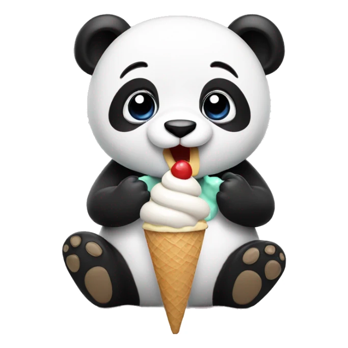 Panda eating ice cream sticker