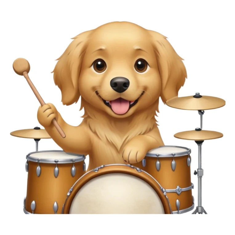 Golden retriever playing drums sticker