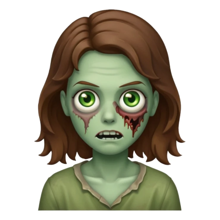 zombie com cabelo ondulado marrom e sem franja sticker
