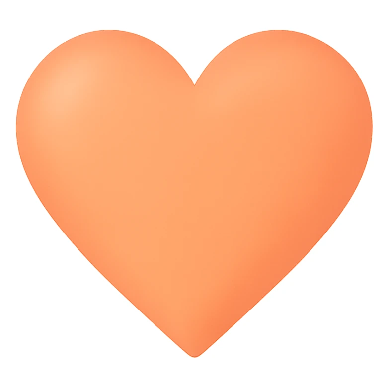 heart with a soft orange gradient, clean digital illustration sticker