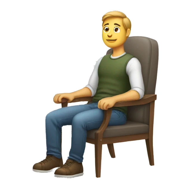 man sitting on chair sideways sticker