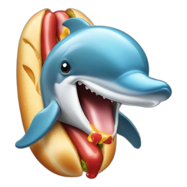 Dolphin eating hotdog sticker