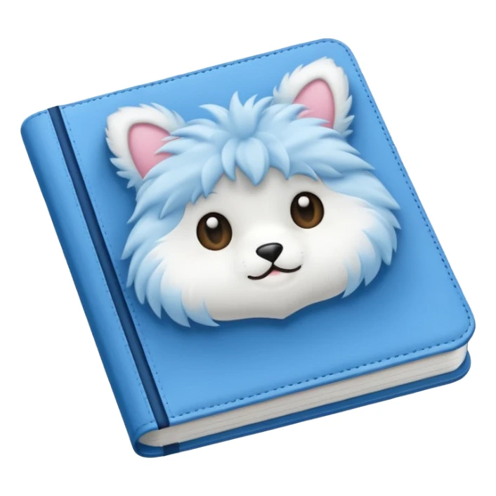 A blue notebook, fluffy and soft sticker