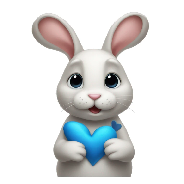 Rabbit with blue heart at behind him big  sticker