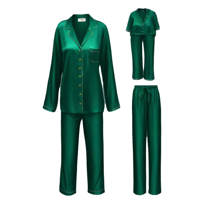 Dark green silk pyjamas set sticker