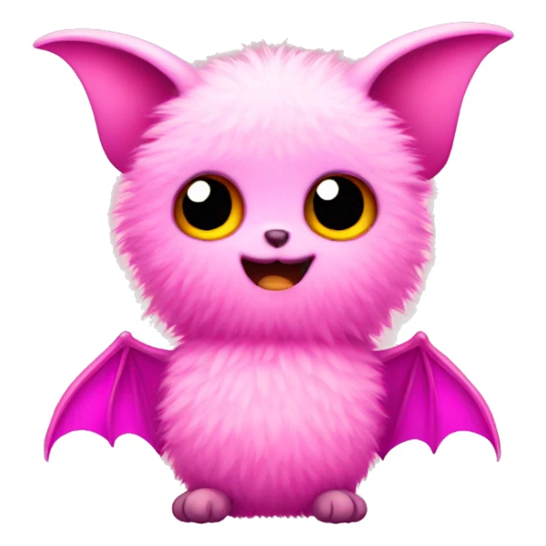pink fluffy bat sticker