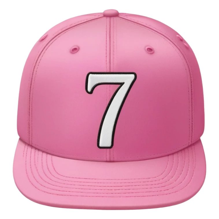 pink cap with number “7” on it sticker