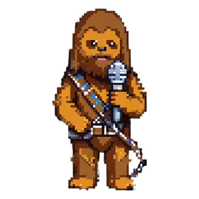 Chewbacca holding a microphone sticker