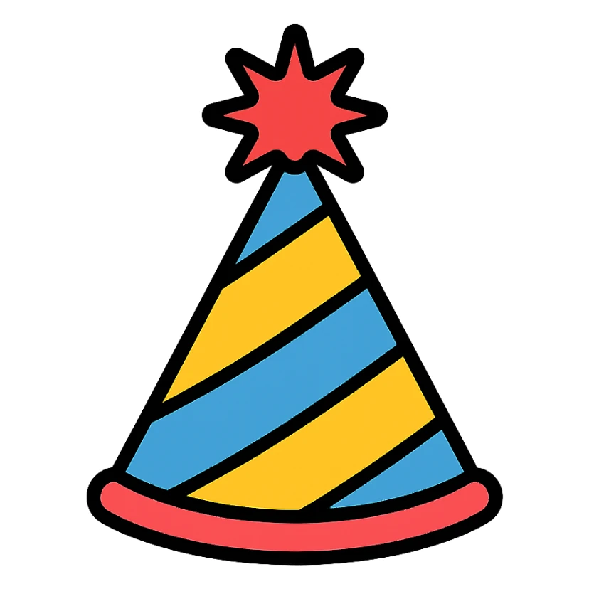 party hat color icon style sticker