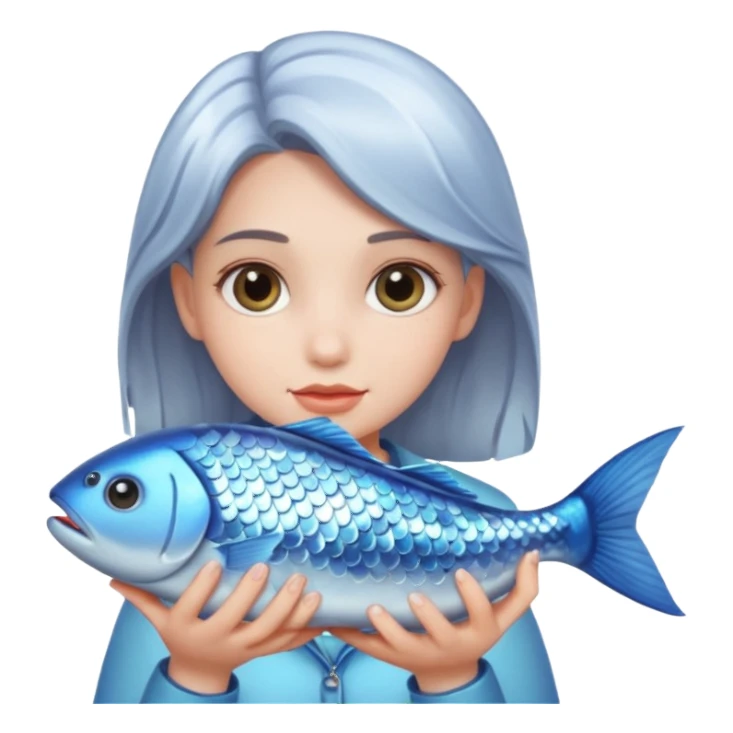 girl with fish sticker