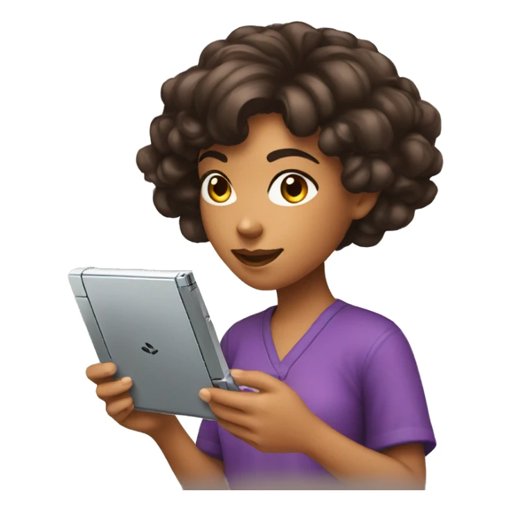 dark haired brown girl playing nintendo ds sticker