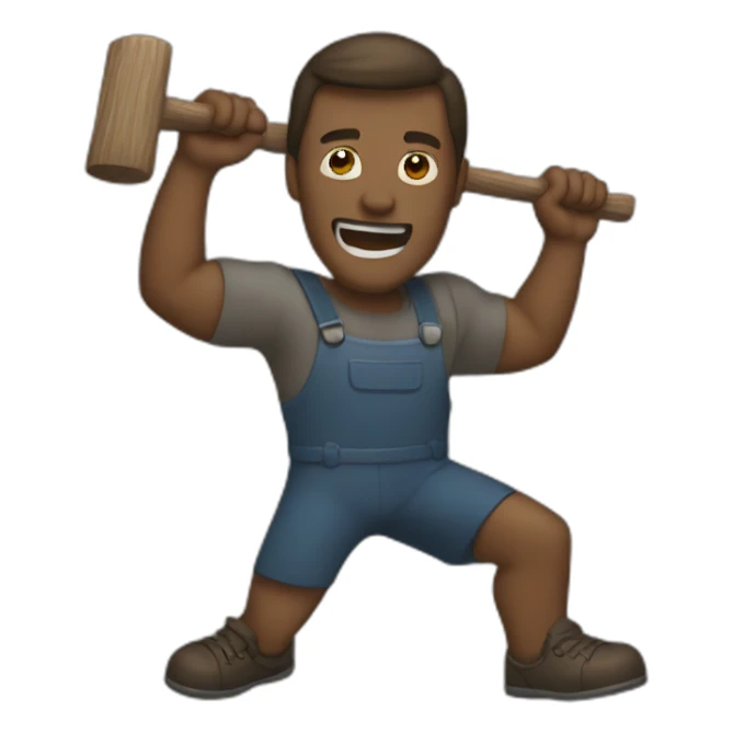 man swinging hammer sticker