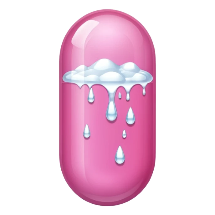 White large drops on a large pink capsule sticker