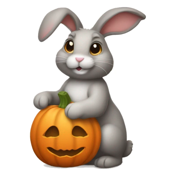 bunny holding a pumpkin sticker