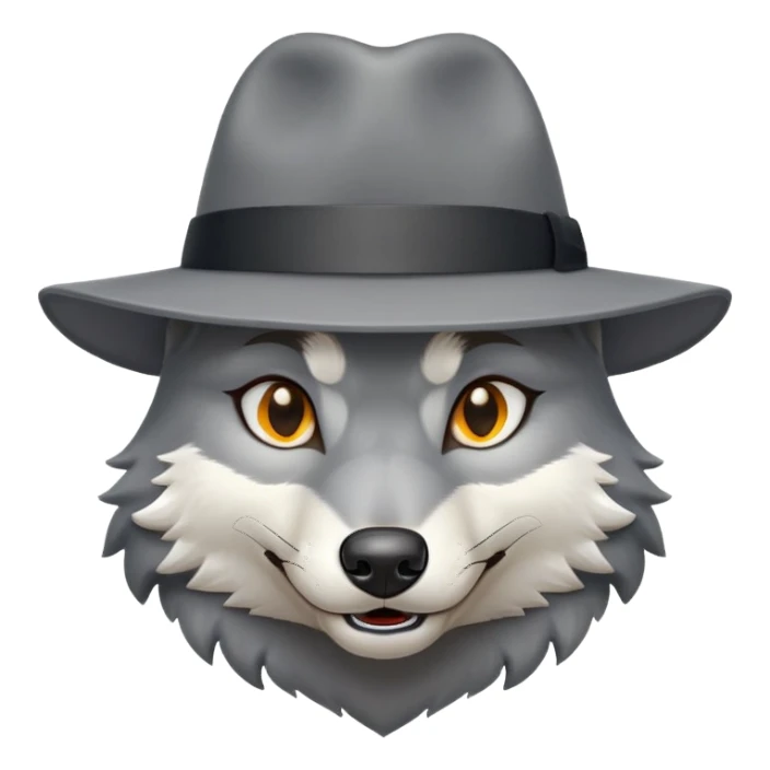 A wolf wearing a fedora and smirking sticker
