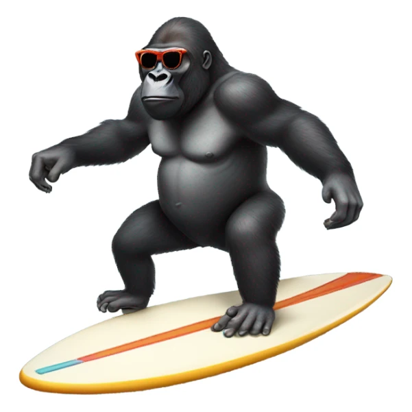 Gorilla with sunglasses on a surfboard  sticker