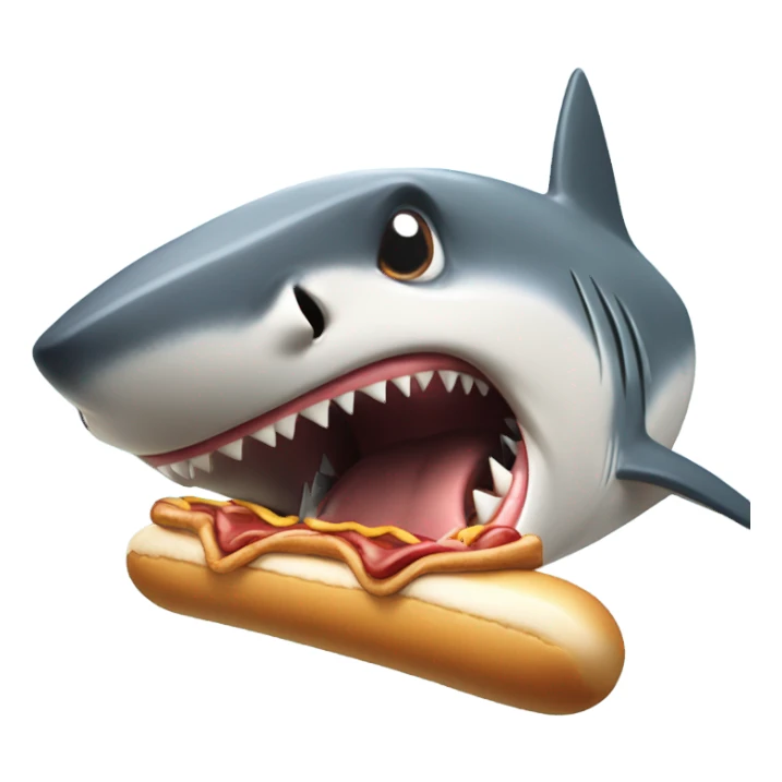shark eating hotdog  sticker