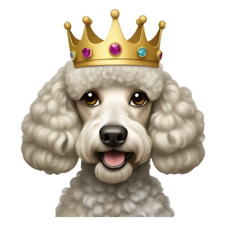 Poodle wearing a crown sticker