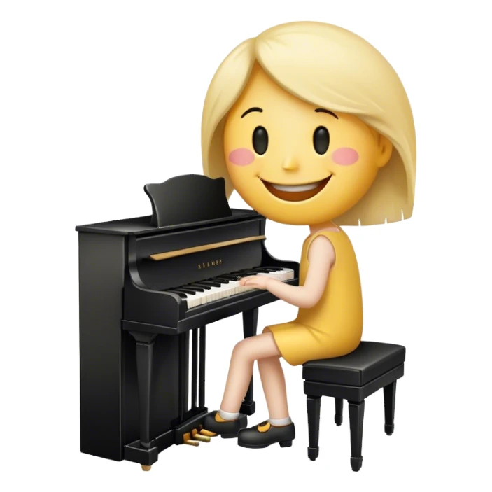 Smiley face playing piano sticker