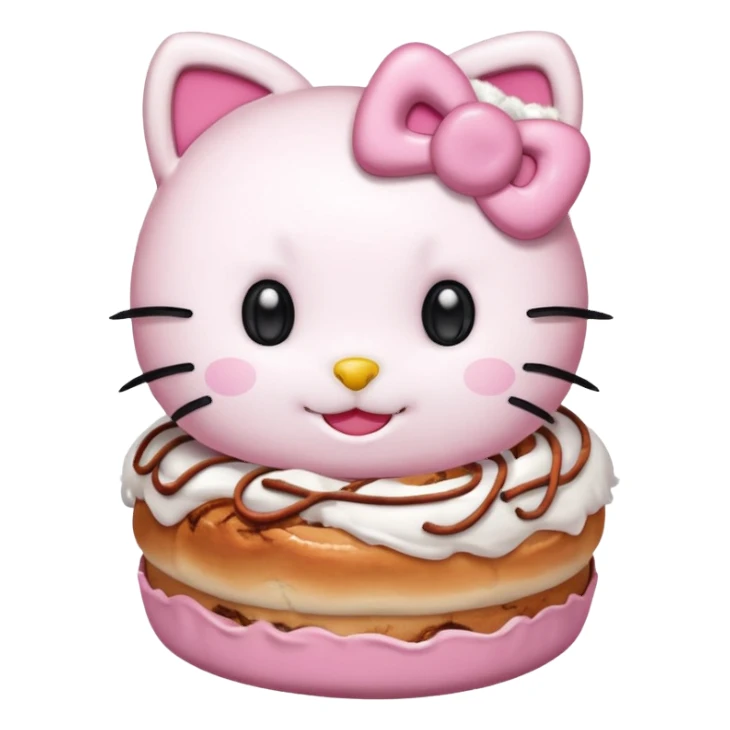 my emoji is hellokitty with cinnamon roll sticker
