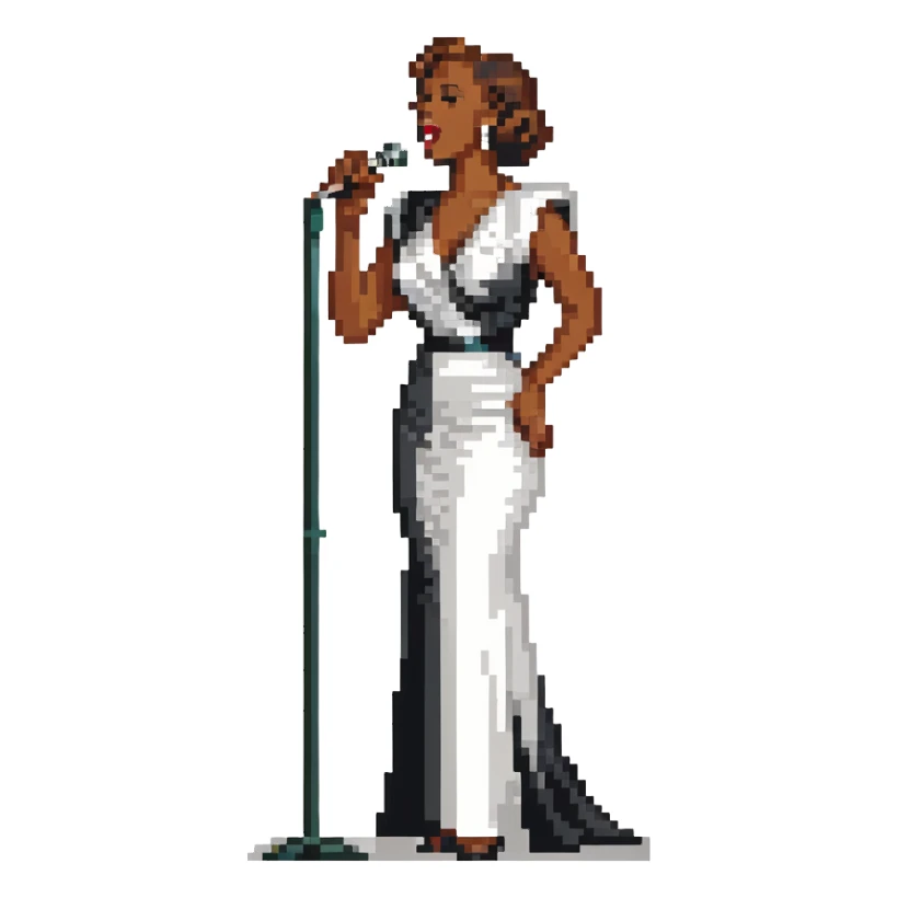 black jazz singer performing on stage, 1940s style sticker