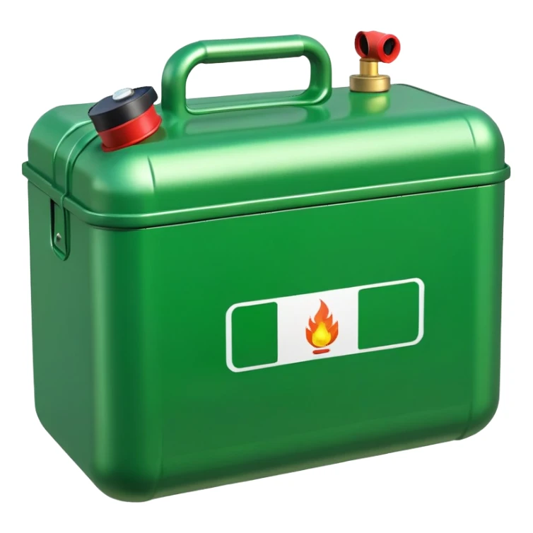 a box with green gas bottles sticker