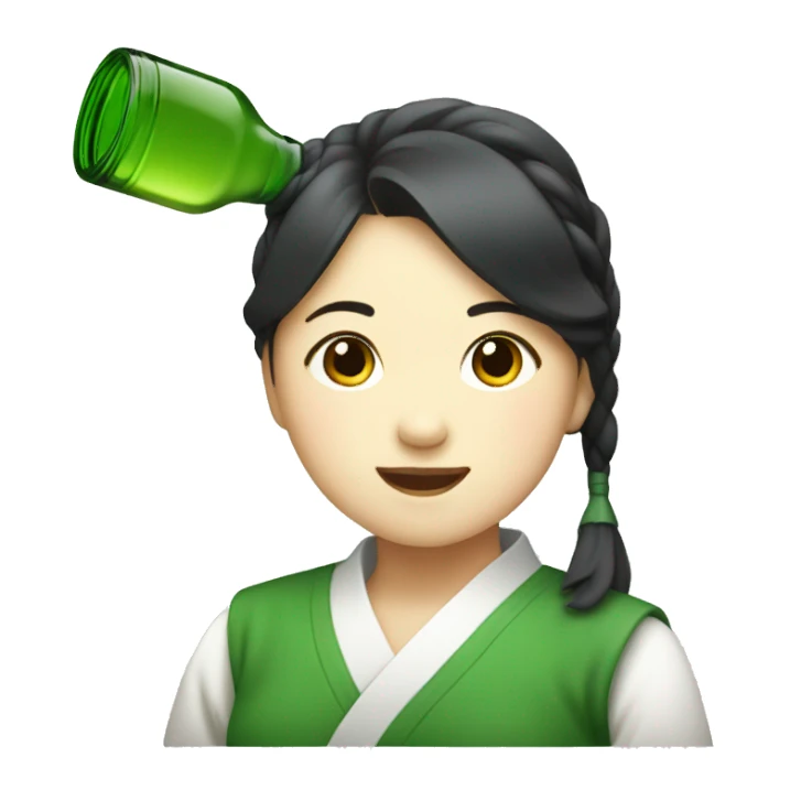 Soju bottle drinking girl sticker