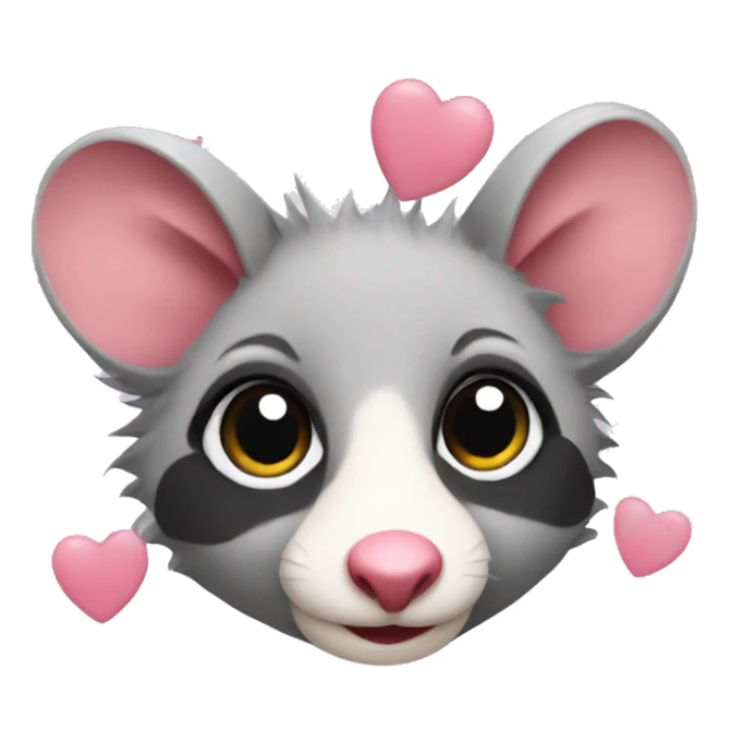 Possum with hearts sticker