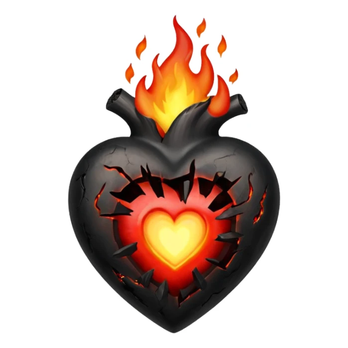 Black burning heart sticker
