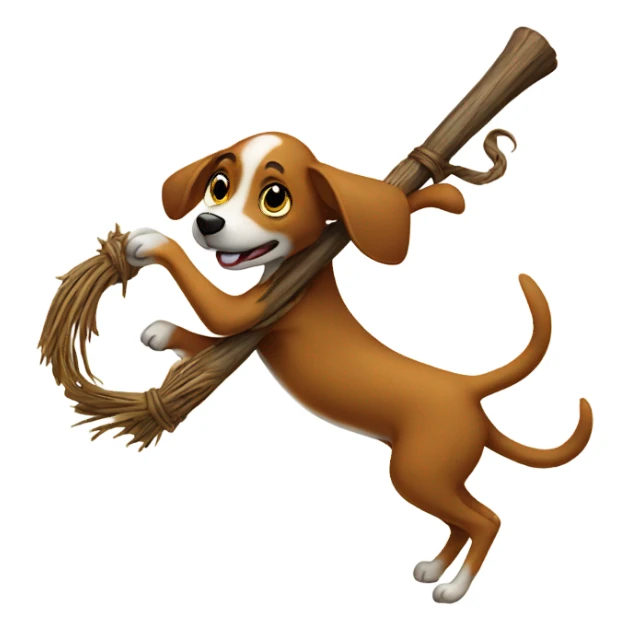 Dog on witches broom sticker
