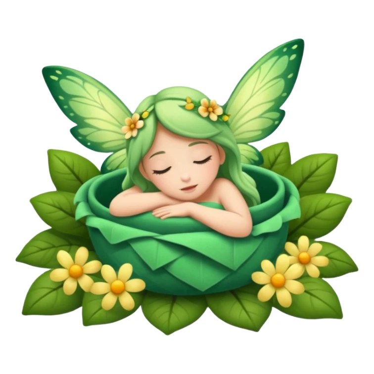 forest fairy dozing inside flower cup blanket sticker