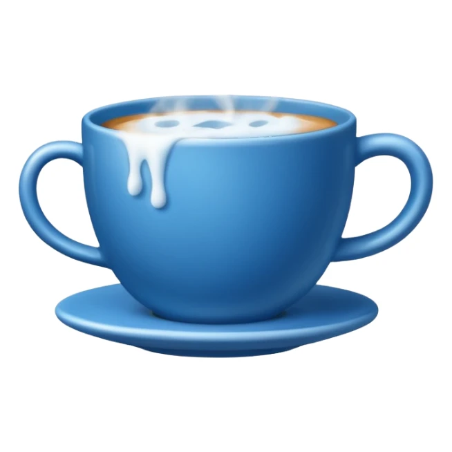 blue coffee cup with steam, no face sticker