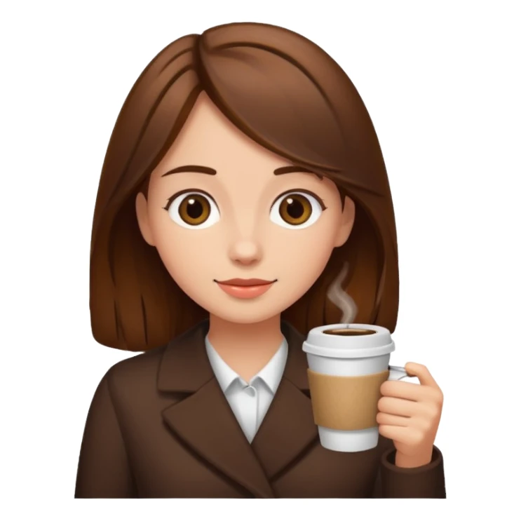 Brown haired girl with coffee sticker