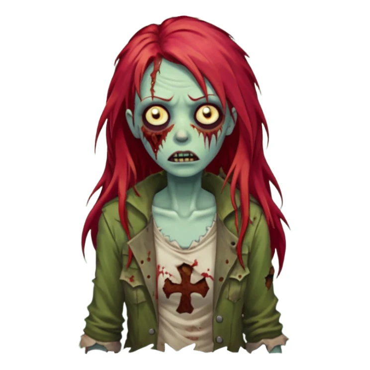 Franja cabelo ruivo comprido zombie sticker