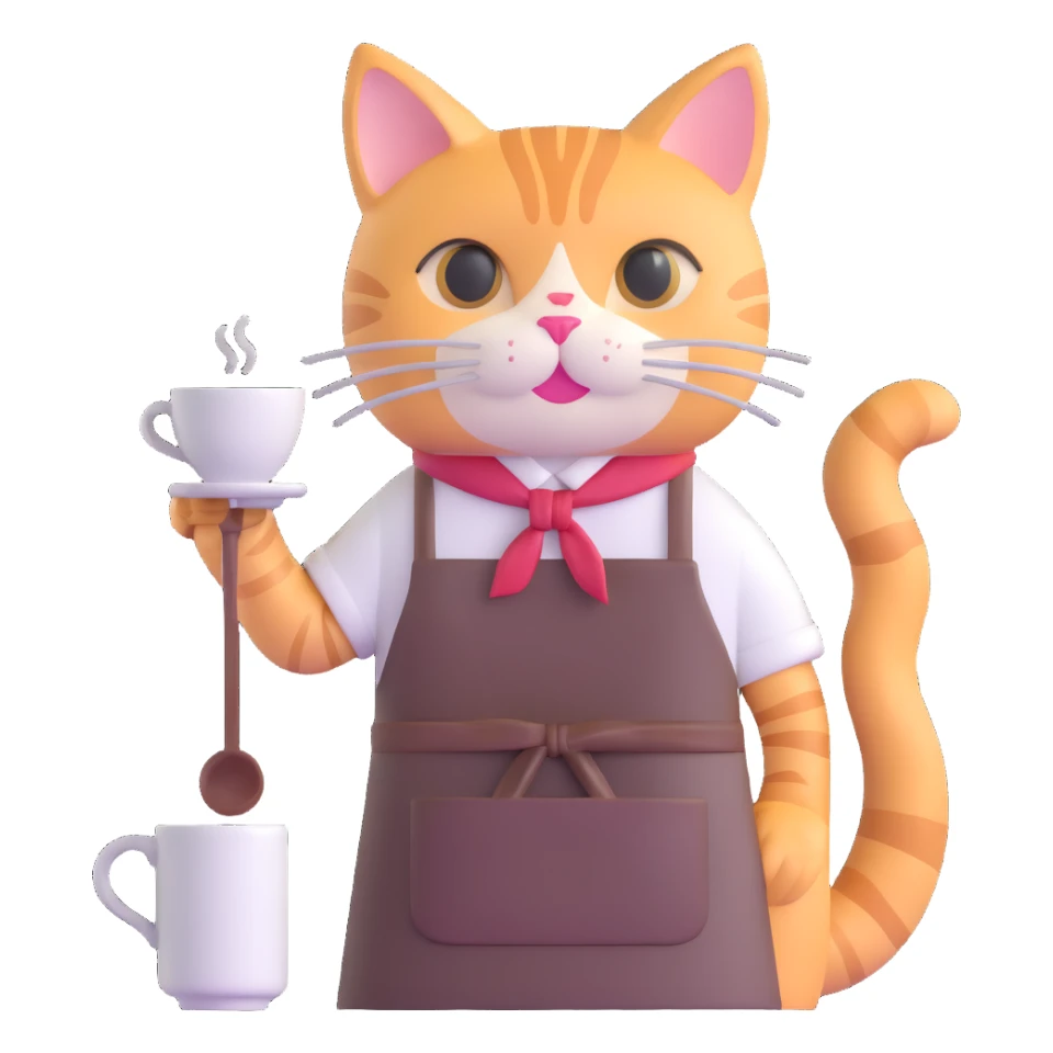 cat barista making coffee sticker
