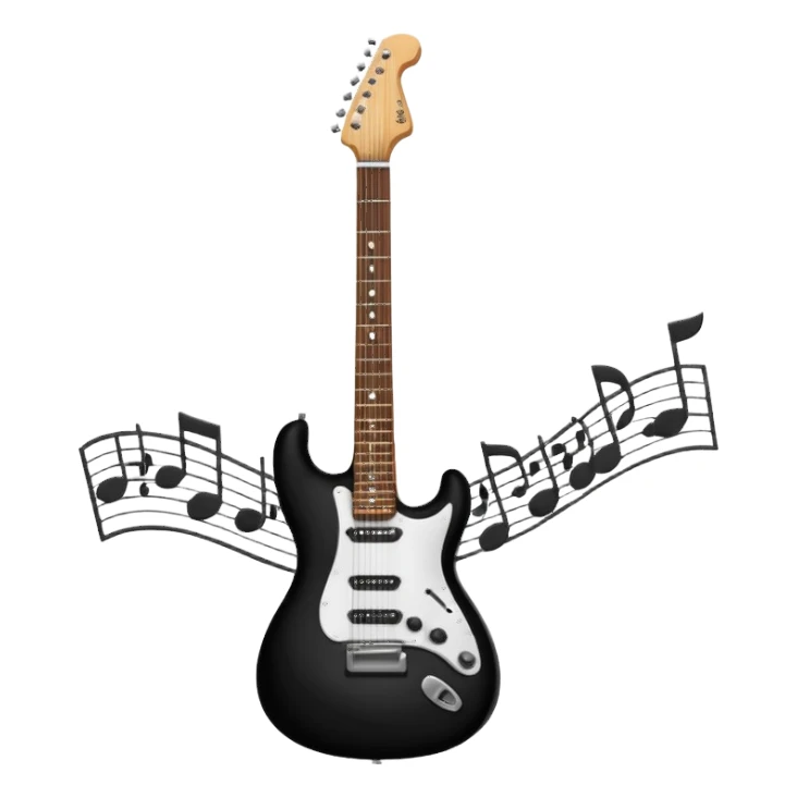electric guitar and music notes sticker