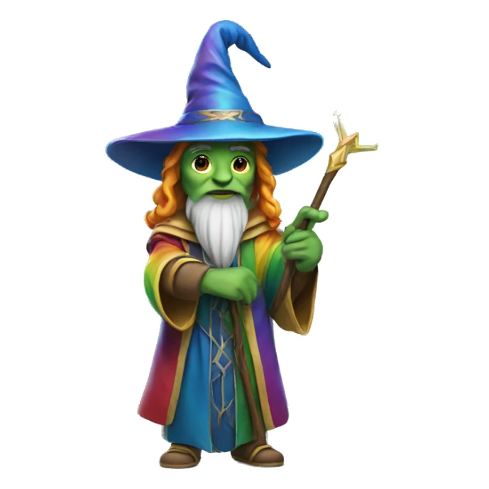 rainbow wizard with staff full body sticker