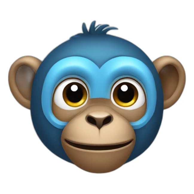 blue smart flat monkey sticker
