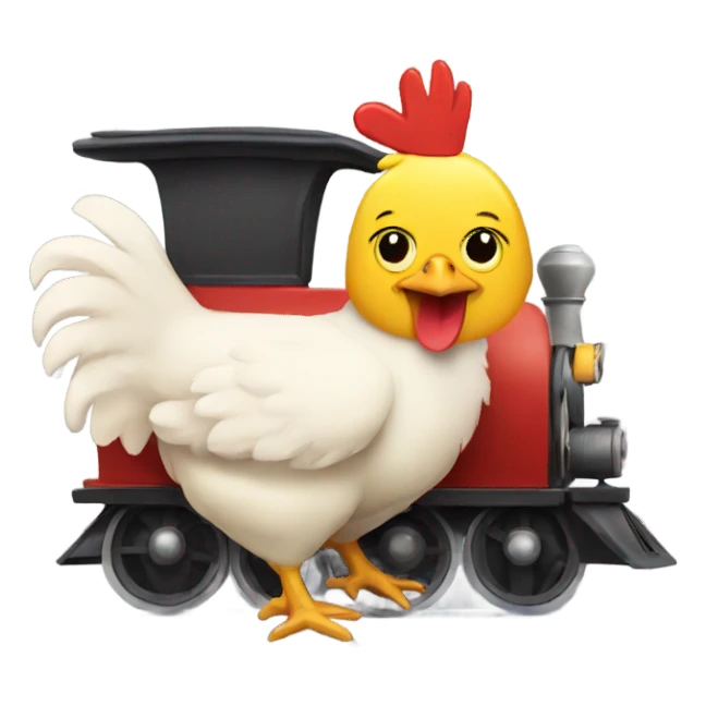 Chicken driving a train sticker