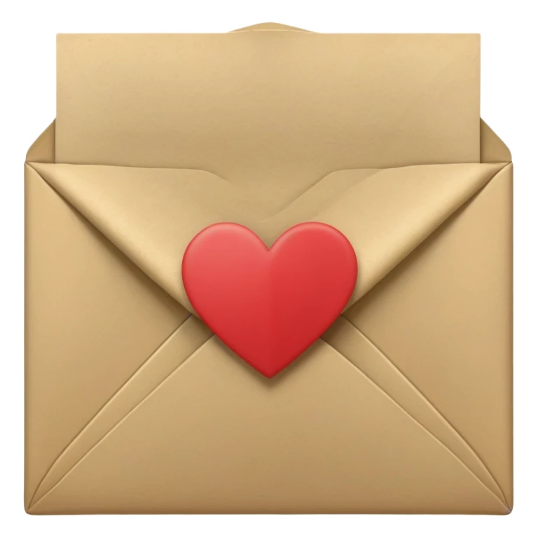  khaki envelope with letter and heart sticker