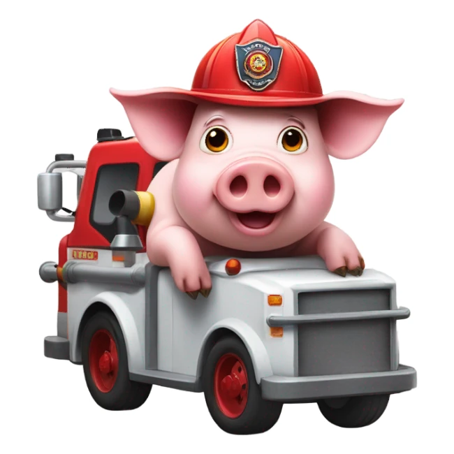 Pig driving a fire truck  sticker