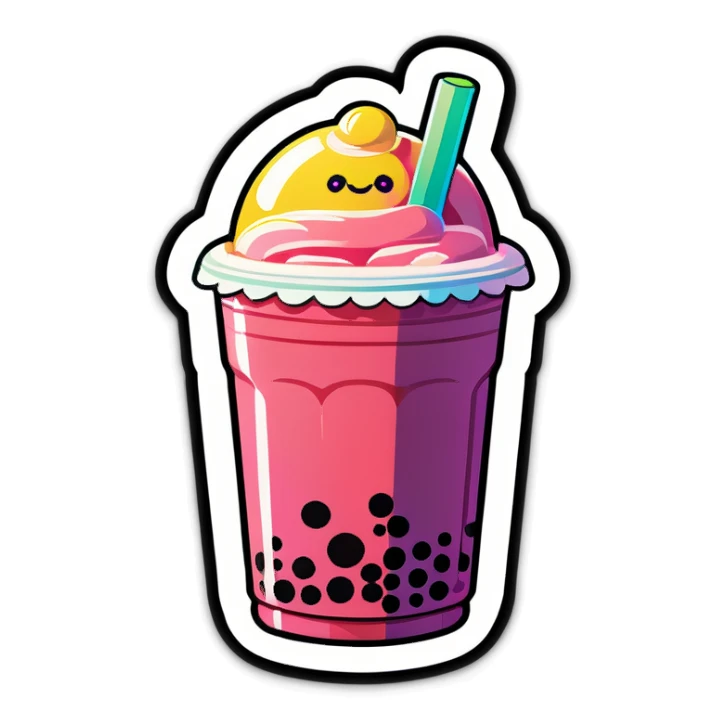 Rainbow boba tea sticker