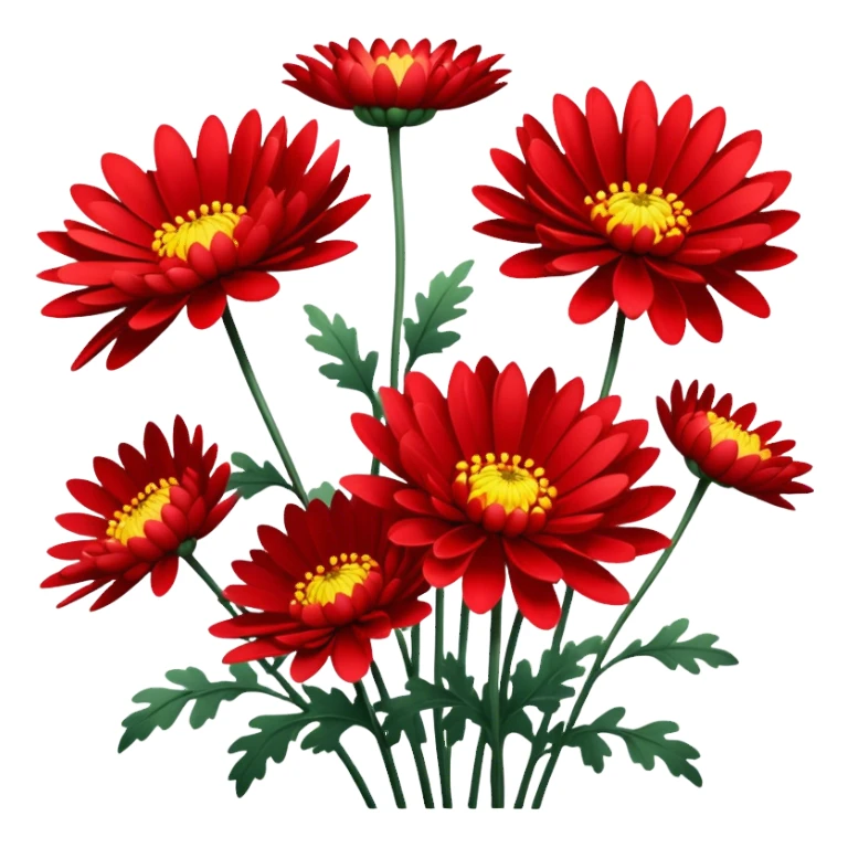 single Bright Red Chrysanthemum, straight stem sticker