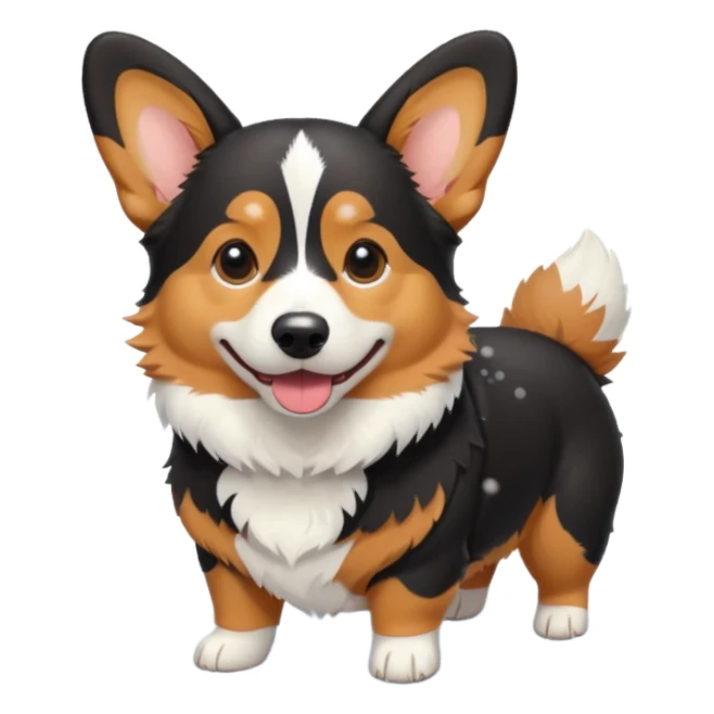 black tricolor corgi in snow sticker