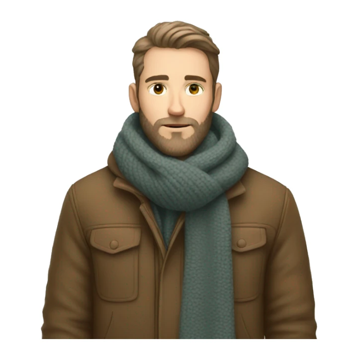 white beard young man with a warm jacket and scarf sticker
