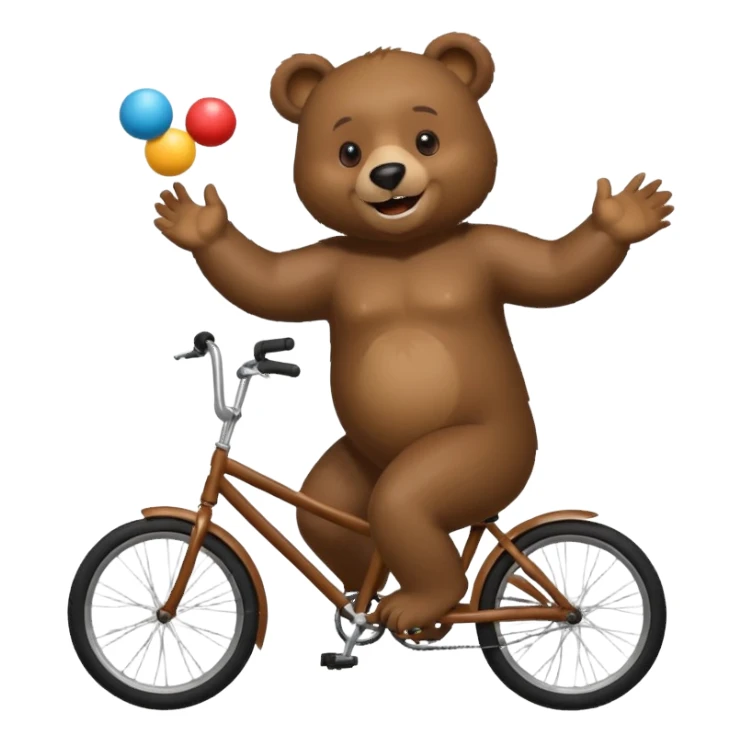 bear riding a bike while juggling sticker
